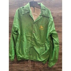 Vintage John Deere Jacket Men's Small Bomber Nylon Snap Button Lined USA Made